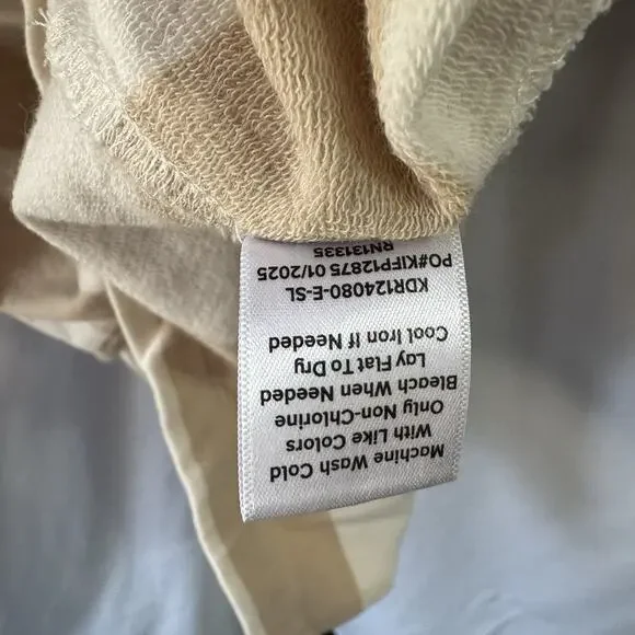 Evereve Women’s Dress Beige White stripe XS Midi Classic Preppy Terry Pockets - Picture 8 of 10